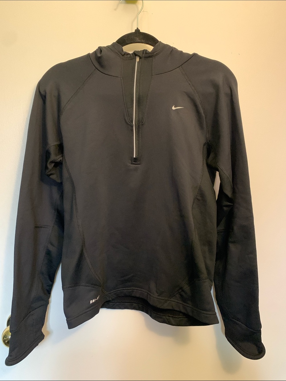 Nike Black Half-Zip Hooded Long Sleeve Top